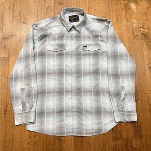 Howler Brothers -  White & Gray Plaid Button Down Shirt - LARGE